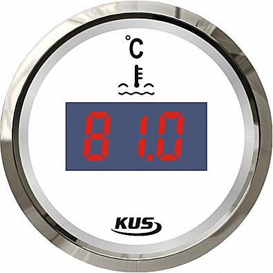 Изображение товара KY24100 Указатель температуры двигателя цифровой (25-120°C), белый циферблат/нержавеющий ободок, Ø52