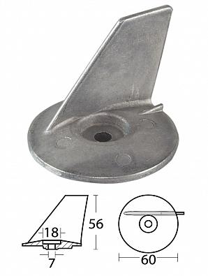 Изображение товара 43.640.02 Анод цинковый (Tab Trim) для TOHATSU/MERCURY 25-50 2/4-Stroke, Ø59.5мм   OEM: 3C8-60217-1/