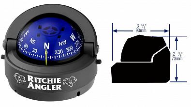 Изображение товара RA-93 Компас магнитный RITCHIE ANGLER, черный корпус/синий циферблат, подсветка зеленая 12V ()