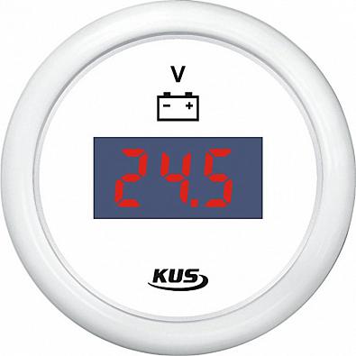 Изображение товара KY23303 Вольтметр цифровой 8-32V, белый циферблат/красные цифры/белый ободок, Ø52мм