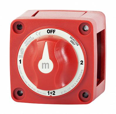 Изображение товара 6007B Выключатель массы для 2xАКБ \"OFF-1-BOTH-2\", до 32V/300А (Blue Sea, )