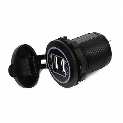 Изображение товара DS2013-H-4.2A-R Панель с двойным USB разъемом (5В4.2А (2.1А+2.1А) и красной подсветкой (NEKEKE)