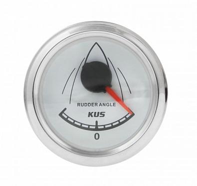 Изображение товара KF09111 Указатель угла поворота руля, 0-190 Ом, белый циферблат/нержавеющий ободок, Ø52мм Производит