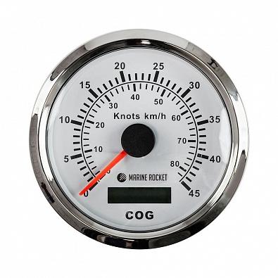 Изображение товара SMAGPS045WSMR GPS-спидометр аналоговый 0-45 узлов, белый циферблат, нержавеющий ободок, выносная ант