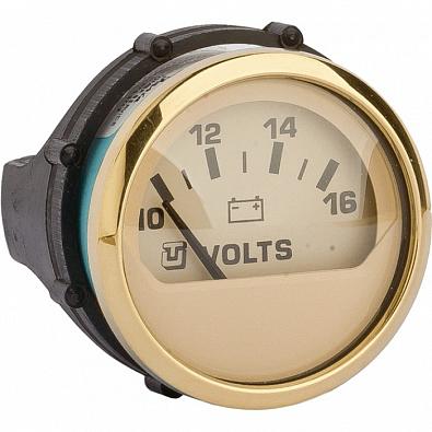Изображение товара 62071A Вольтметр 10-16V, бежевый циферблат/золотой ободок, 12/24V, Ø52мм (UFLEX, )