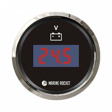 Изображение товара VMD0932BSMR Вольтметр цифровой 9-32 В, черный циферблат, нержавющий ободок, д. 52 мм, Marine Rocket