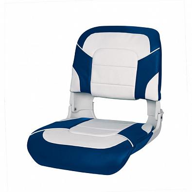 Изображение товара 75140WB Сиденье пластиковое складное ALL WEATHER HIGH BACK Seat с мягкой подложкой, белый/синий вини