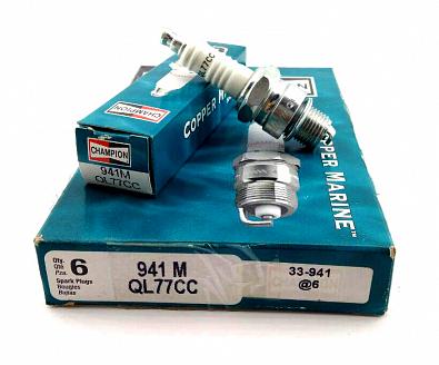 Изображение товара QL77CC Свеча зажигания CHAMPION Copper Marine QL77CC/941M OEM: 33-941/896325, 0509577, BR8HS/4322