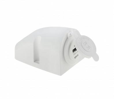 Изображение товара AS241UW Разъем USB 5В 2.1А для крепления на приборную панель, белый пластик ()