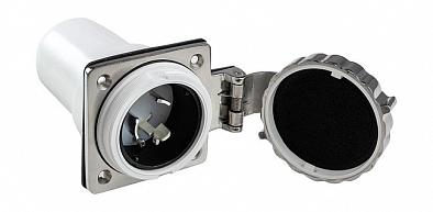 Изображение товара 14.325.00 Розетка панельная влагозащищенная, 110/220V-50А, нержавеющая сталь/поликарбонат (Osculati,