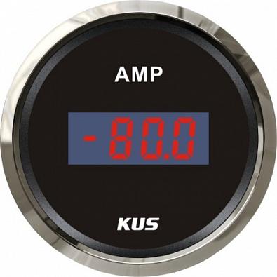 Изображение товара KY26001 Амперметр цифровой ±80A, черный циферблат/хромированный ободок, 12/24V, Ø52мм ()