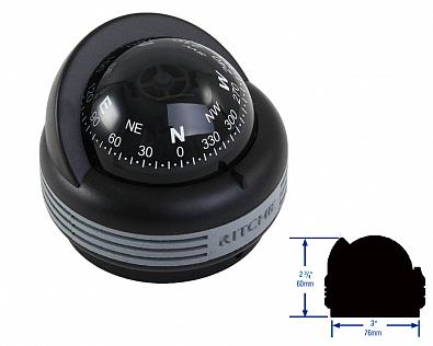Изображение товара TR-33 Компас магнитный RITCHIE TREK, черный корпус/черный циферблат, подсветка зеленая 12V ()