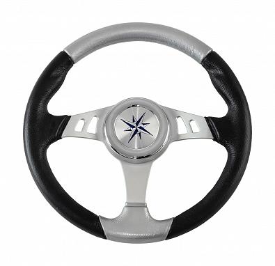 Изображение товара VN835001-93 Рулевое колесо SKIPPER, обод черно-серебристый/спицы серебряные, Ø350мм (Volanti Luisi,