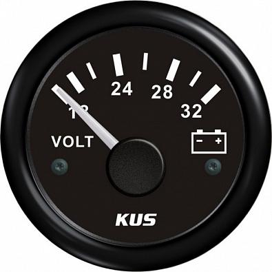 Изображение товара KY13201 Вольтметр аналоговый 18-32V, черный циферблат/черный ободок, Ø52мм
