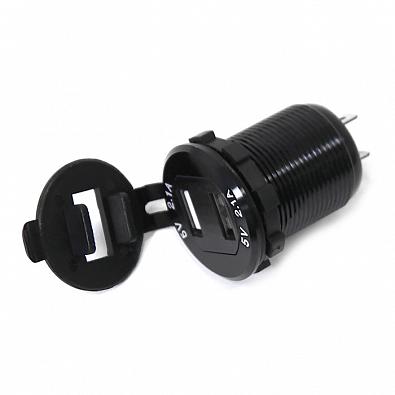 Изображение товара DS2013-VB Панель с двойным USB разъемом (5В4.2А (2.1А+2.1А) и вольтметром, черный (NEKEKE)
