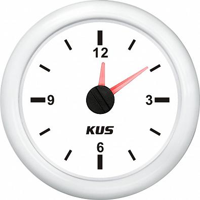 Изображение товара KY09304 Часы кварцевые аналоговые, белый циферблат/белый ободок, 12V, Ø52мм