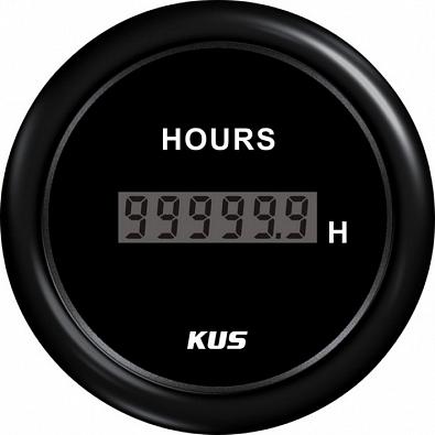 Изображение товара KY39201 Счетчик моточасов цифровой 0-99999 ч, черный циферблат/ободок, Ø52мм