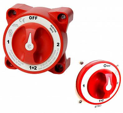 Изображение товара 9001EB Выключатель массы для 2xАКБ \"OFF-1-BOTH-2\", до 32V/350А (Blue Sea, )