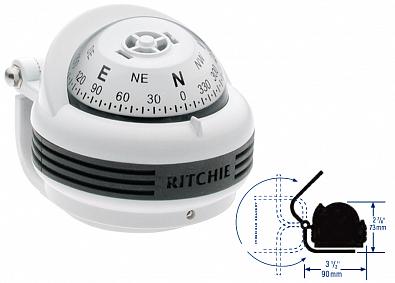Изображение товара TR-31W Компас магнитный RITCHIE TREK на кронштейне, белый корпус/белый циферблат, подсветка зеленая