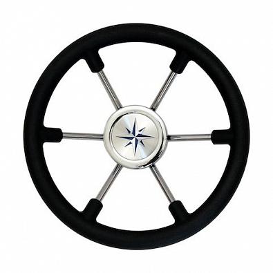 Изображение товара VN8330-01 Рулевое колесо LEADER PLAST, обод черный/спицы серебряные, Ø330мм (Volanti Luisi, )