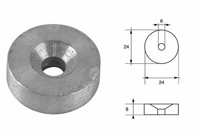 Изображение товара TH001 Анод цинковый для TOHATSU 2.5-8 л.с.   OEM: 369-60218-1/338-60218-2 (E.Polipodio)
