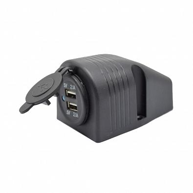 Изображение товара SK-DS2323 Разъем USB Skipper 5В 3.1А для крепления на приборную панель, чёрный