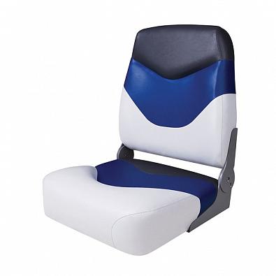 Изображение товара 75128WBC Сиденье мягкое складное PREMIUM HIGH BACK Boat Seat, белый/синий/черный винил