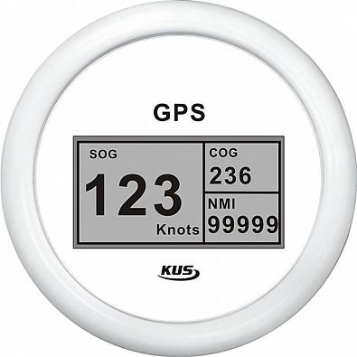Изображение товара KY08308 GPS-спидометр цифровой, выносная антенна, белый циферблат/белый ободок, Ø85мм