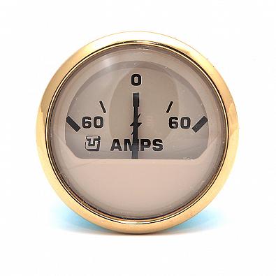 Изображение товара 62060V Амперметр аналоговый ±60A, бежевый циферблат/золотой ободок, 12/24V, Ø52мм (UFLEX, )