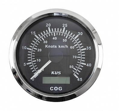 Изображение товара JMV00222 GPS-спидометр аналоговый 0-45 узлов (0-80 км/ч), выносная антенна, черный циферблат/нержаве