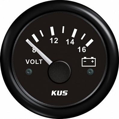 Изображение товара KY13200 Вольтметр аналоговый 8-16V, черный циферблат/черный ободок, Ø52мм