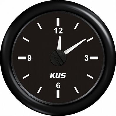 Изображение товара KY09202 Часы кварцевые аналоговые, черный циферблат/черный ободок, 12V, Ø52мм