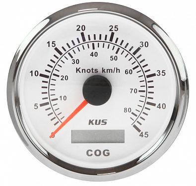 Изображение товара KY08126 Спидометр аналоговый с модулем GPS 0-45 узлов (0-80 км/ч), выносная антенна, белый циферблат