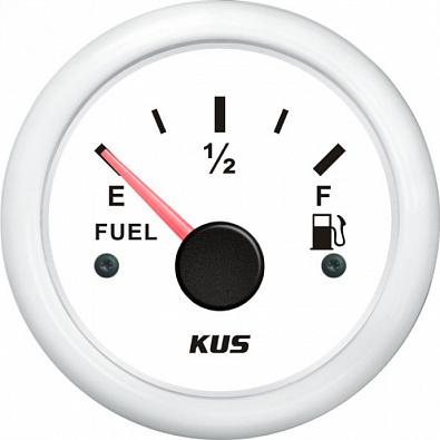 Изображение товара KY10301 Указатель уровня топлива, 240-33 Ом (US), белый циферблат/белый ободок, 12V, Ø52мм
