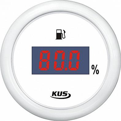 Изображение товара KY10308 Указатель уровня топлива цифровой, белый циферблат/ободок, Ø52мм