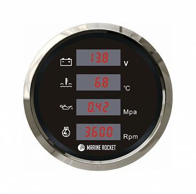 Изображение товара MFG0001BSMR Прибор многофункциональный 4 в 1, черный циферблат, нержавеющий ободок, д. 110 мм,