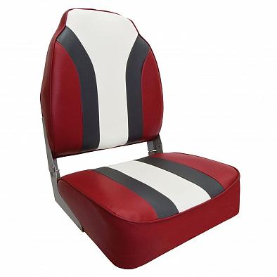 Изображение товара 75107RCW Кресло мягкое складное HIGH BACK Rainbow Boat Seat, красный/серый/белый винил