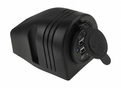 Изображение товара AES1118SU313 Разъем USB 2x5V/3.1А для крепления на приборную панель, чёрный (AES.Co, )