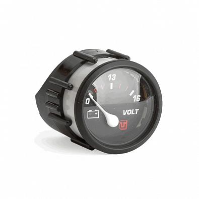 Изображение товара 63210T Вольтметр 10-16V, серия Professional., черный циферблат/черный ободок, 12/24V, Ø52мм (UFLEX,