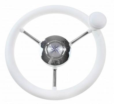 Изображение товара VN828050-08 Рулевое колесо LIPARI со спинером, обод белый/спицы серебряные, Ø280мм (Volanti Luisi, )