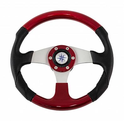 Изображение товара VN833001-95 Рулевое колесо EVO MARINE 2, обод черно-красный/спицы серебряные, Ø330мм (Volanti Luisi,