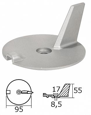 Изображение товара 43.253.02 Анод цинковый (Trim Tab) для YAMAHA/MARINER F25-60 4-Stroke, Ø95мм   OEM: 67C-45371-00 (Os