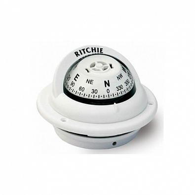 Изображение товара TR-35W Компас магнитный RITCHIE TREK врезной, белый корпус/белый циферблат, зеленая подсветка 12V (