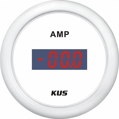 Изображение товара KY26301 Амперметр цифровой ±80A, белый циферблат/белый ободок, 12/24V, Ø52мм ()
