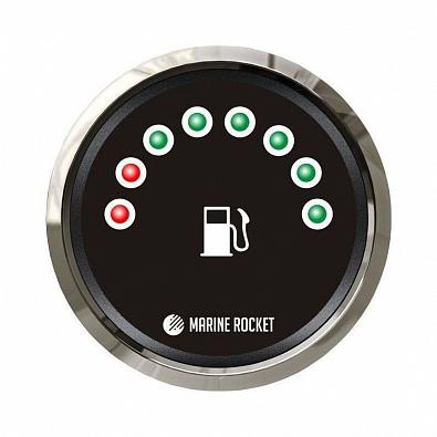 Изображение товара FLM0010BSMR Указатель уровня топлива светодиодный, черный циферблат, нержавеющий ободок, д. 52 мм.