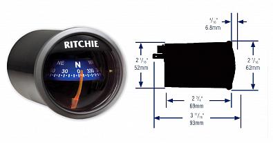 Изображение товара X-21BU Компас магнитный RITCHIE SPORT, синий циферблат/черный ободок, зеленая подсветка 12V ()