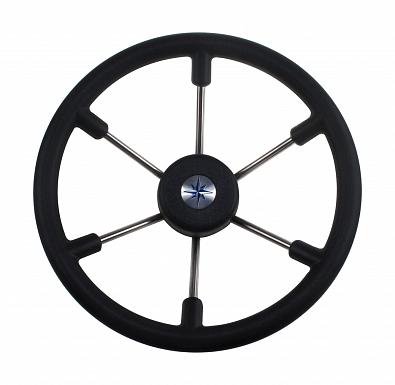 Изображение товара VN7360-01 Рулевое колесо LEADER TANEGUM черный, обод серебряные спицы, Ø360мм (Volanti Luisi, )