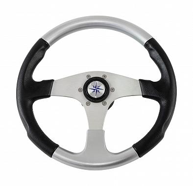 Изображение товара VN850001-93 Рулевое колесо EVO MARINE 2, обод черно-серебряный/спицы серебряные, Ø355мм (Volanti Lui