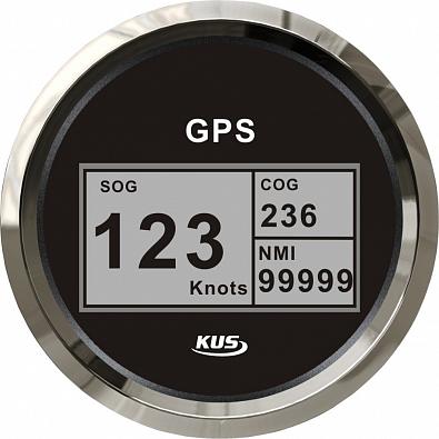 Изображение товара KY08021 GPS-спидометр цифровой, выносная антенна, черный циферблат/нержавеющий ободок, Ø85мм