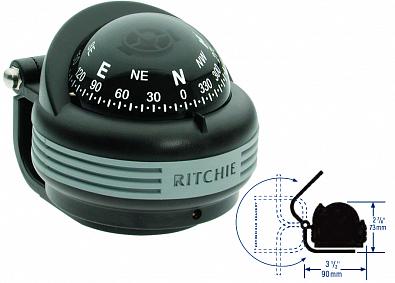 Изображение товара TR-31 Компас магнитный RITCHIE TREK на кронштейне, черный корпус/черный циферблат, подсветка зеленая
